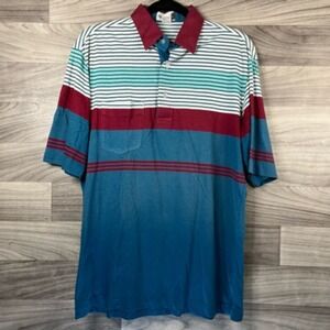 Staff By Wilson Mens Golf‎ Polo Shirt Multicolor Striped Point Collar Pocket M